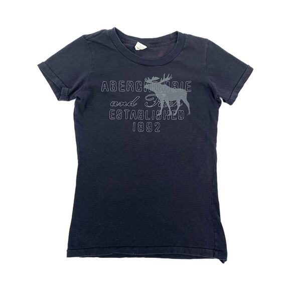 Abercrombie & Fitch Navy Logo Fitted Short Sleeve Tee Shirt - Picture 1 of 6